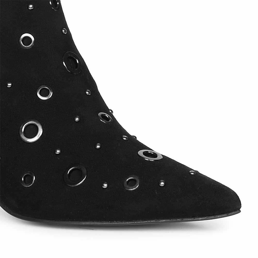 Saint Orla Black Suede Leather Eyelet Ankle Boots