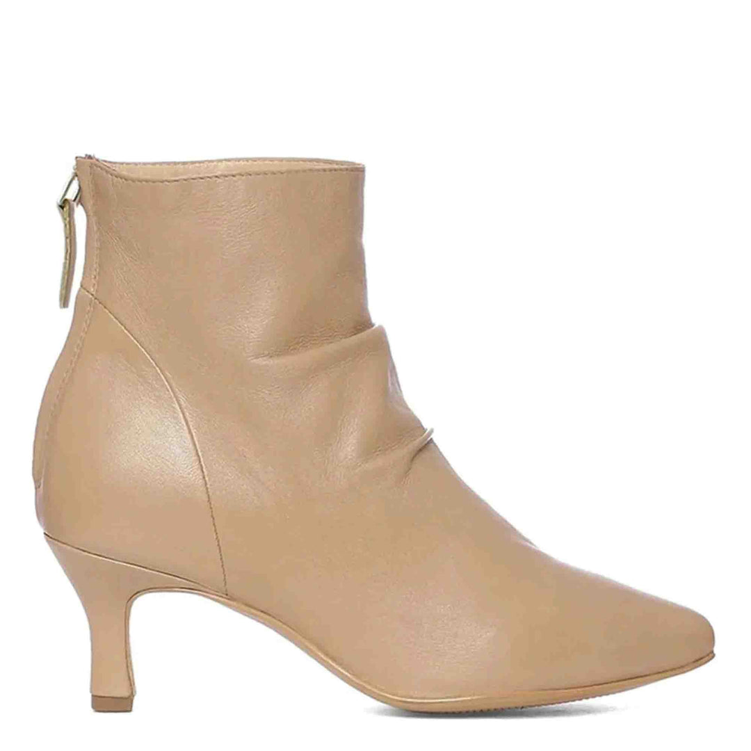 Saint Lovina Nude Slouch Leather Kitten Heel Ankle Boots