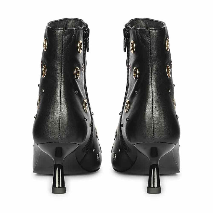 Saint Orla Multicolor Eyelet Black Leather Ankle Boots