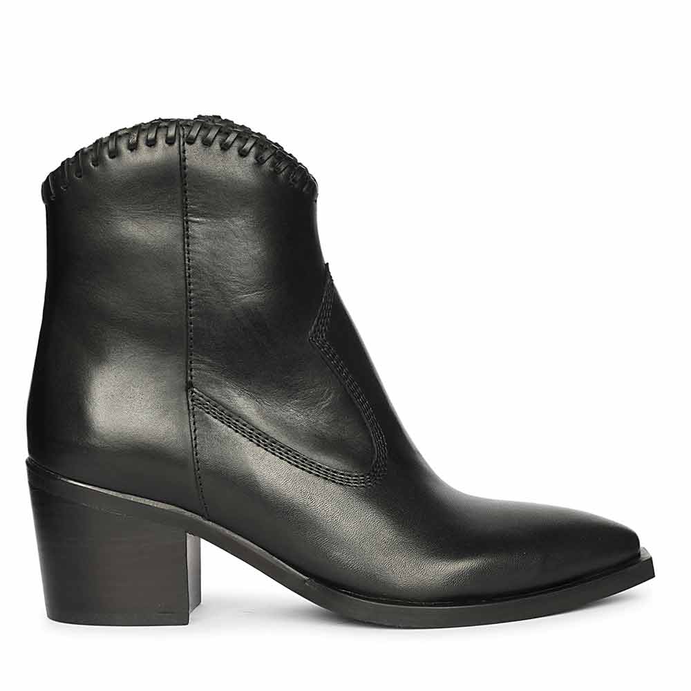 Saint Juana Handwoven Black Leather Ankle Boots