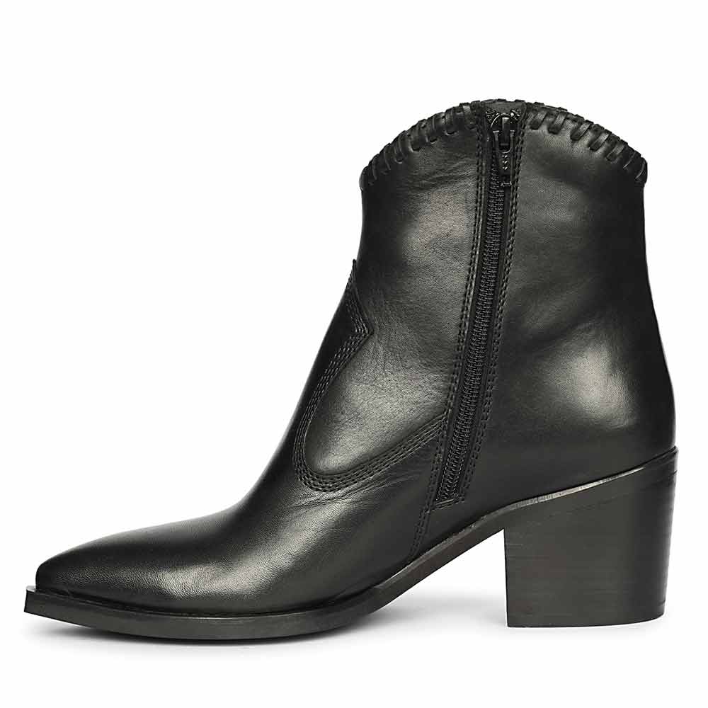 Saint Juana Handwoven Black Leather Ankle Boots