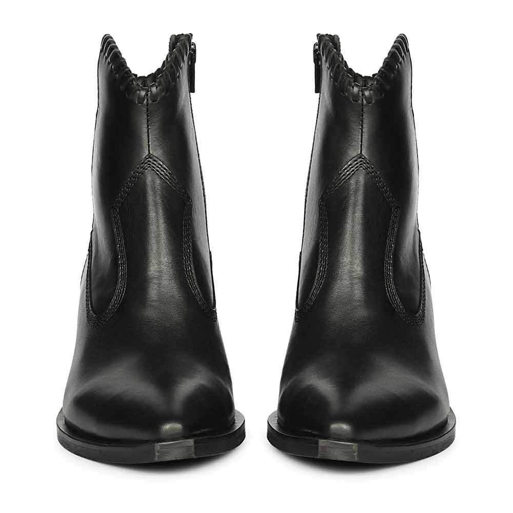 Saint Juana Handwoven Black Leather Ankle Boots