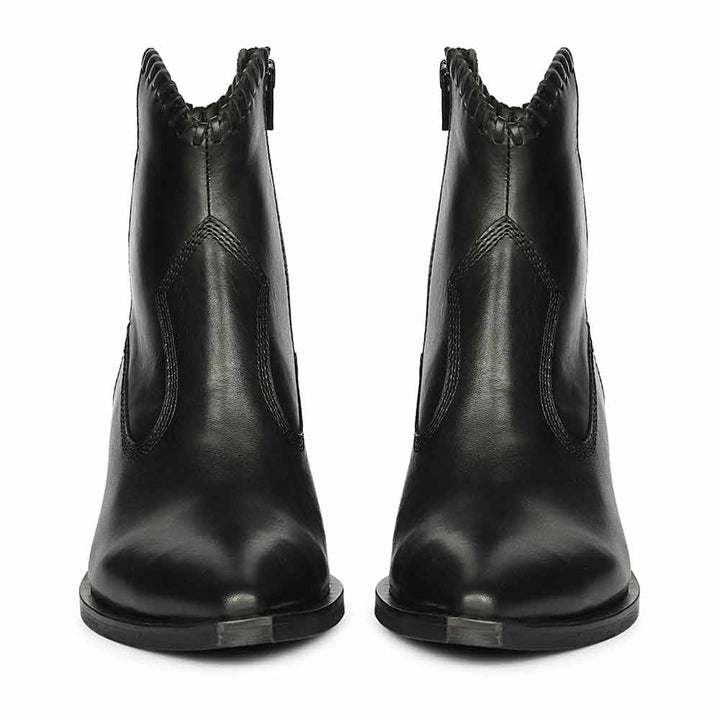 Saint Juana Handwoven Black Leather Ankle Boots