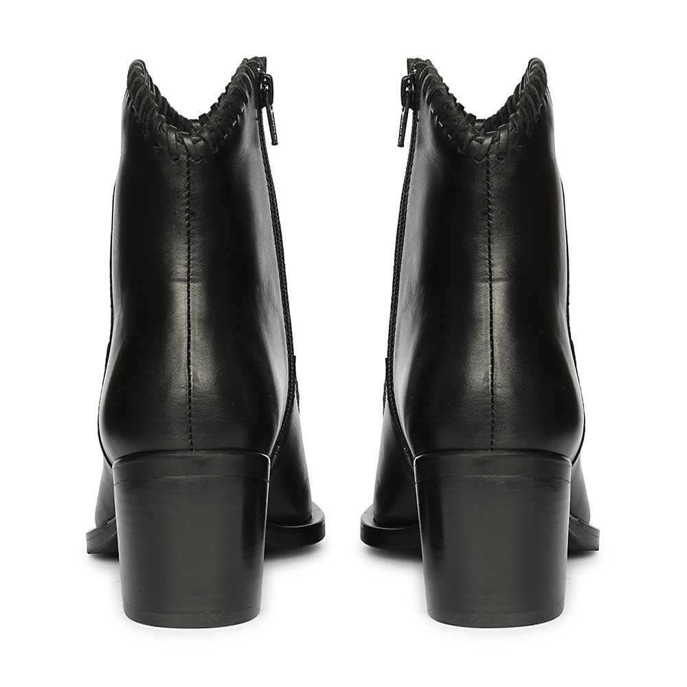 Saint Juana Handwoven Black Leather Ankle Boots