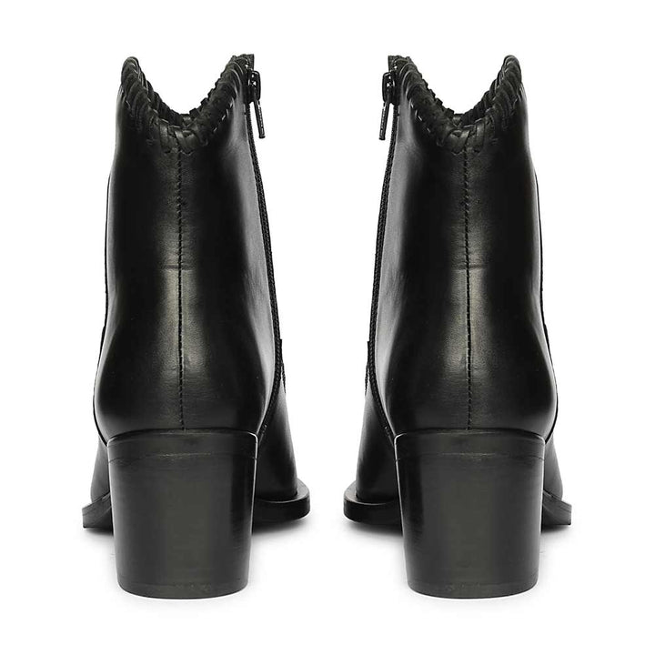 Saint Juana Handwoven Black Leather Ankle Boots