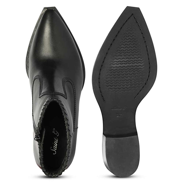 Saint Juana Handwoven Black Leather Ankle Boots