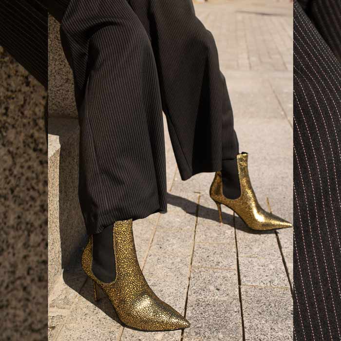 Saint Arely Gold Metallic Leather Stiletto Ankle Boots