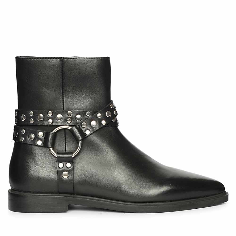Saint Ardyn Metal Studs Black Leather Ankle Boots
