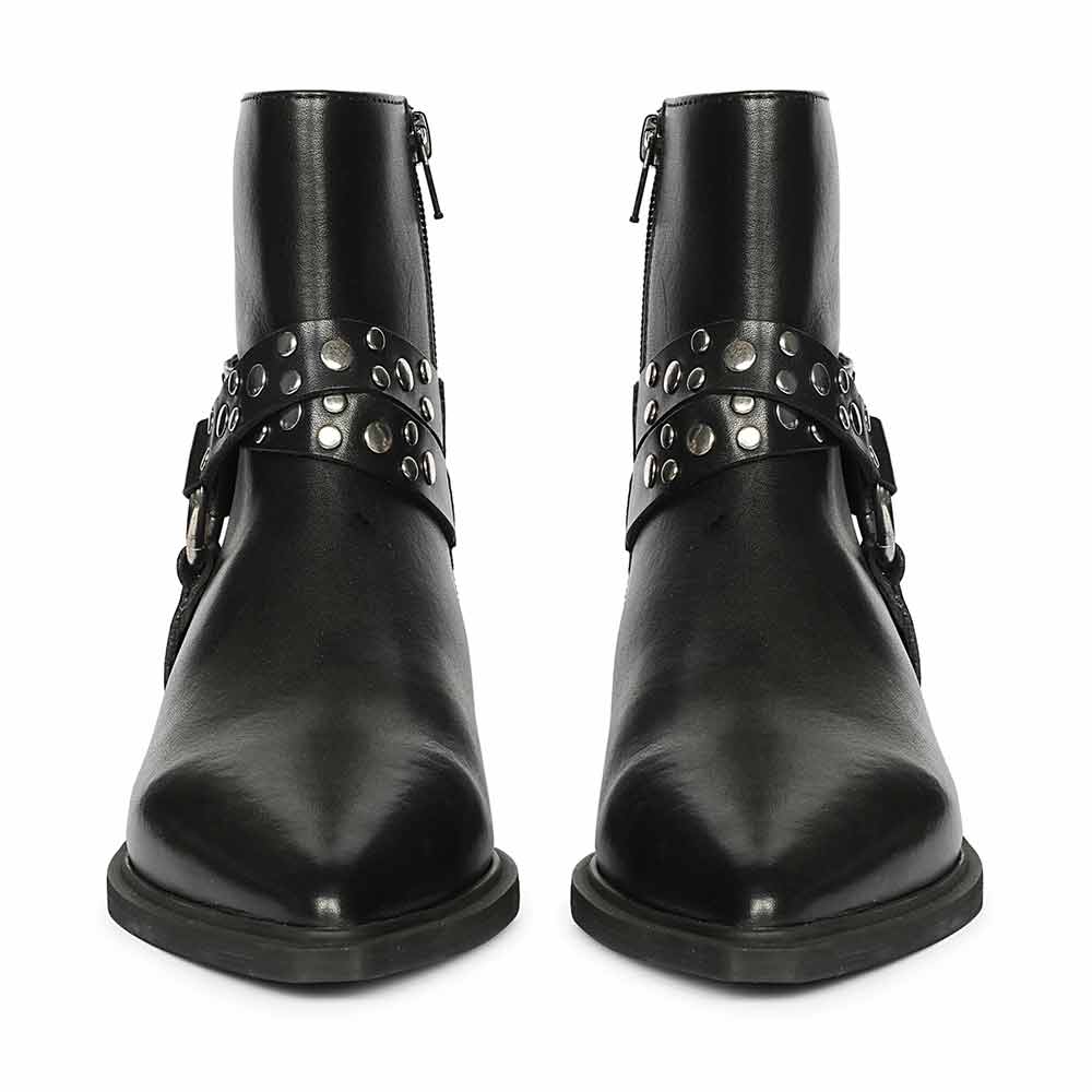 Saint Ardyn Metal Studs Black Leather Ankle Boots