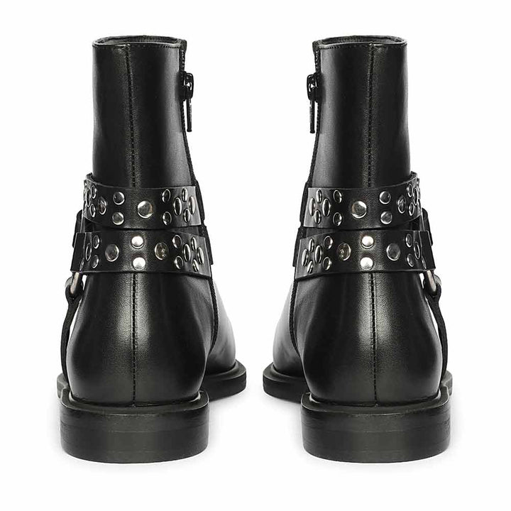 Saint Ardyn Metal Studs Black Leather Ankle Boots