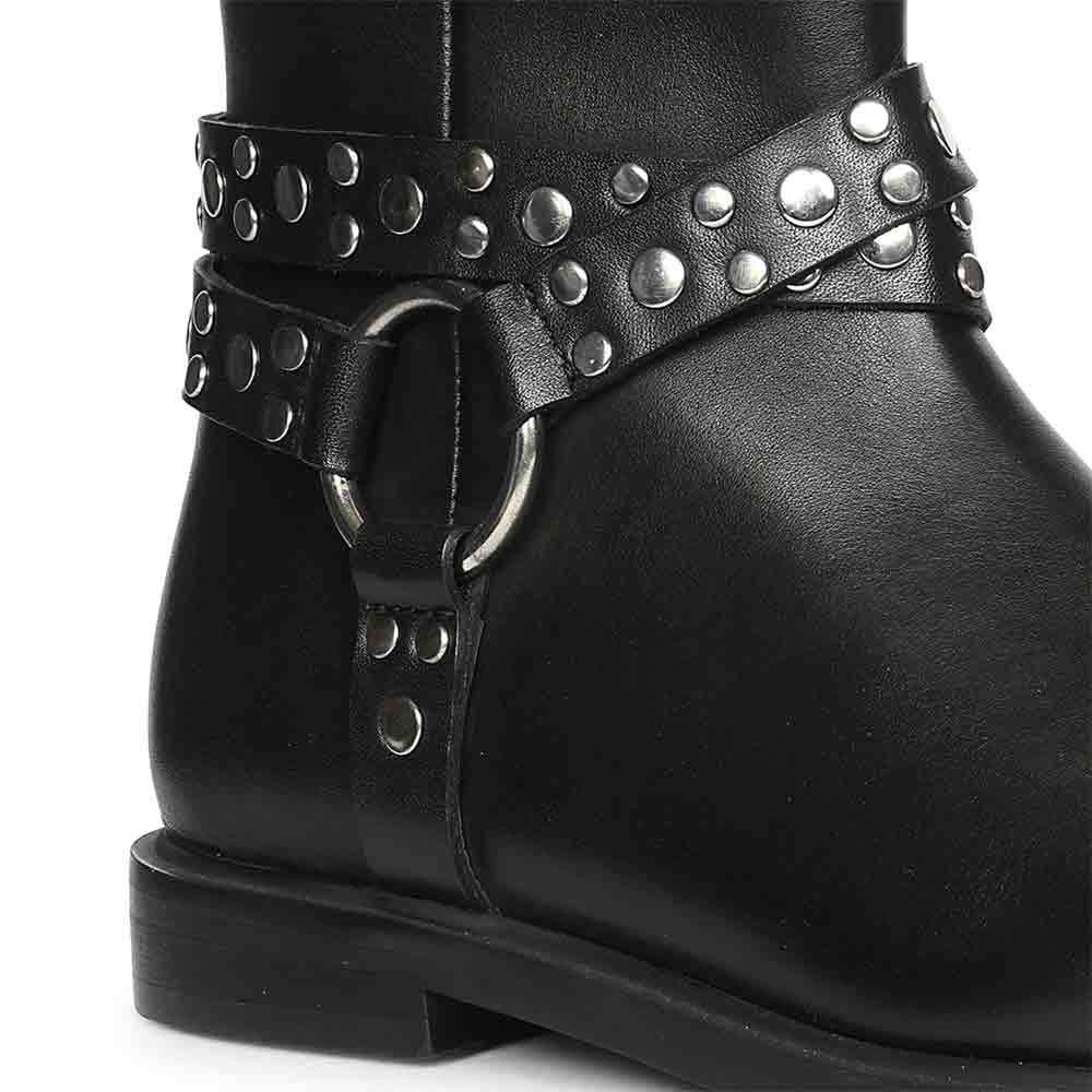 Saint Ardyn Metal Studs Black Leather Ankle Boots