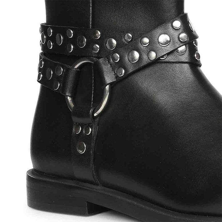 Saint Ardyn Metal Studs Black Leather Ankle Boots
