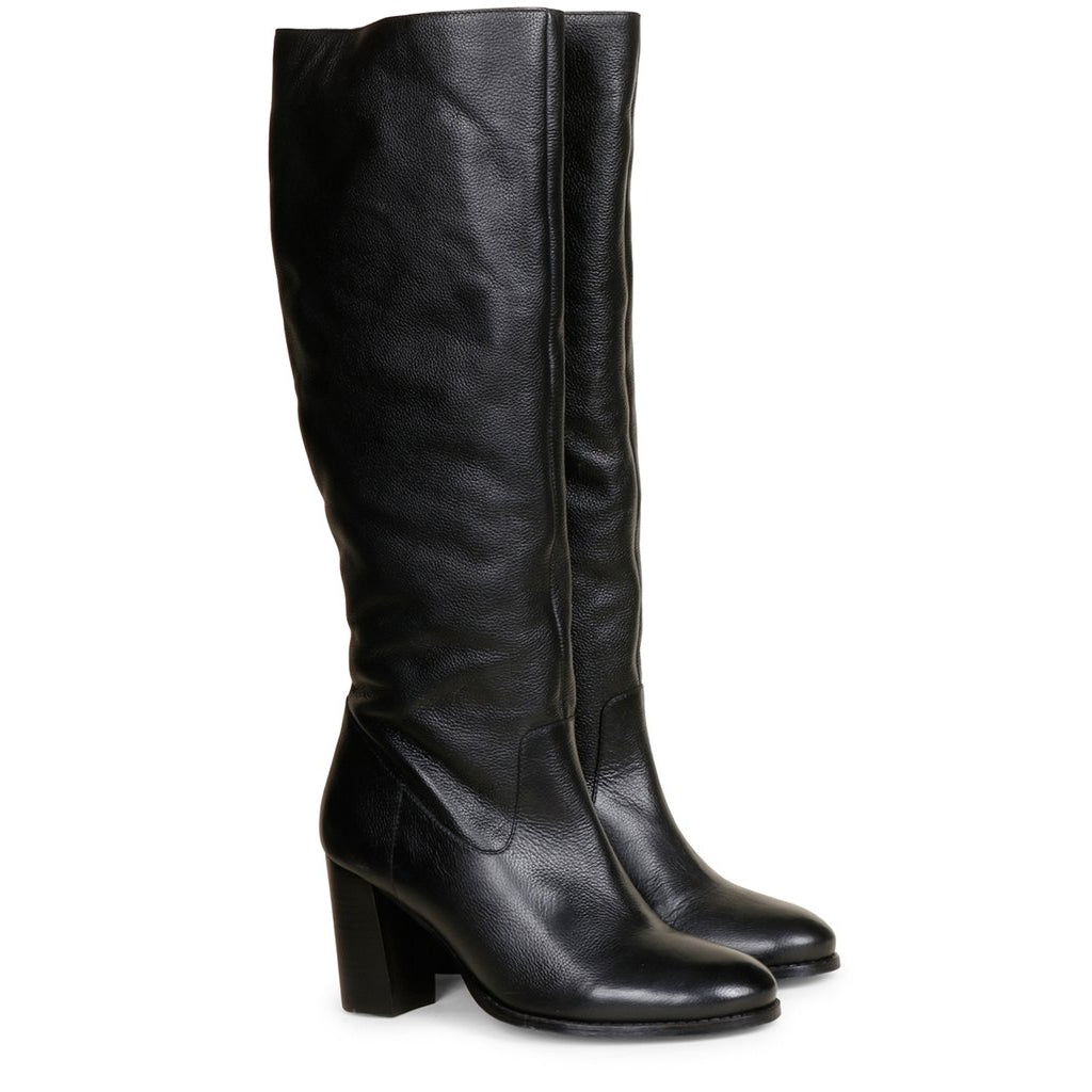 Saint Claretta Black Leather Knee High Slouch Boots