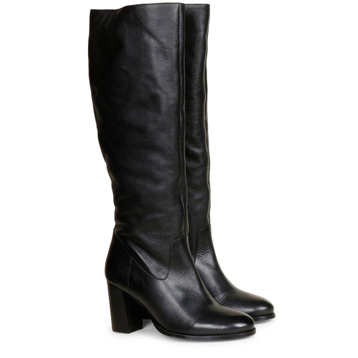 Saint Claretta Black Leather Knee High Slouch Boots