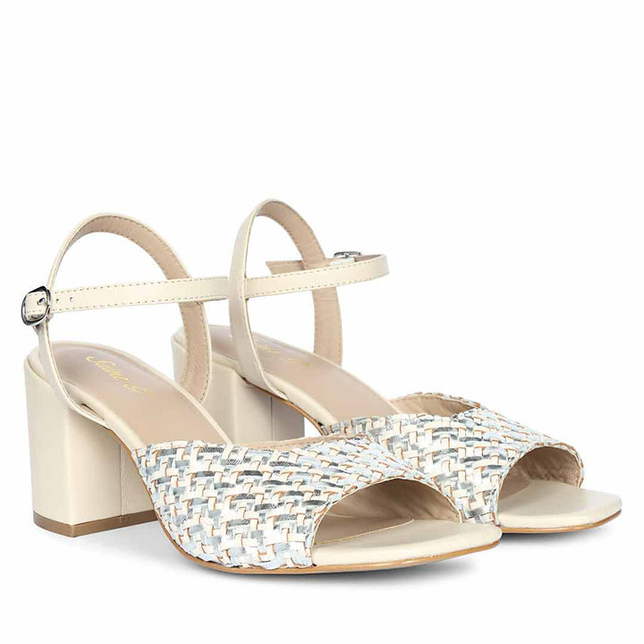 Saint Athena woven leather block heels