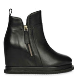 Saint Solange Black Leather Inner Wedge Heel Ankle Boots