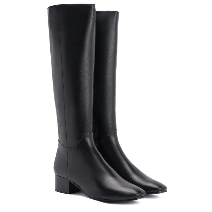 Saint Ivanna Black Leather Knee High Boots - SaintG India