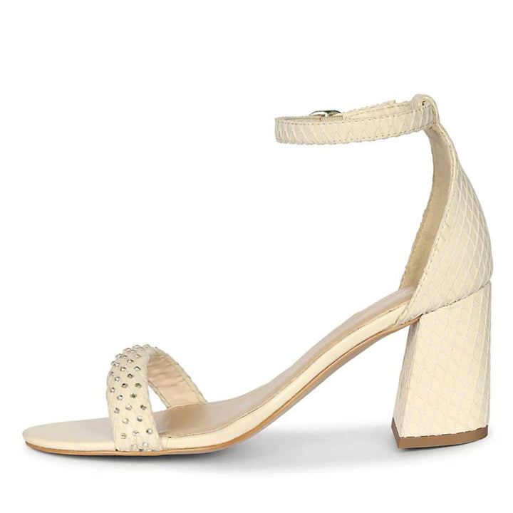 Saint Verona Off White Vegan Leather Block Heels