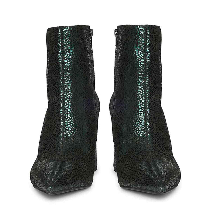Saint Lorena Green Metallic Leather High Ankle Boots