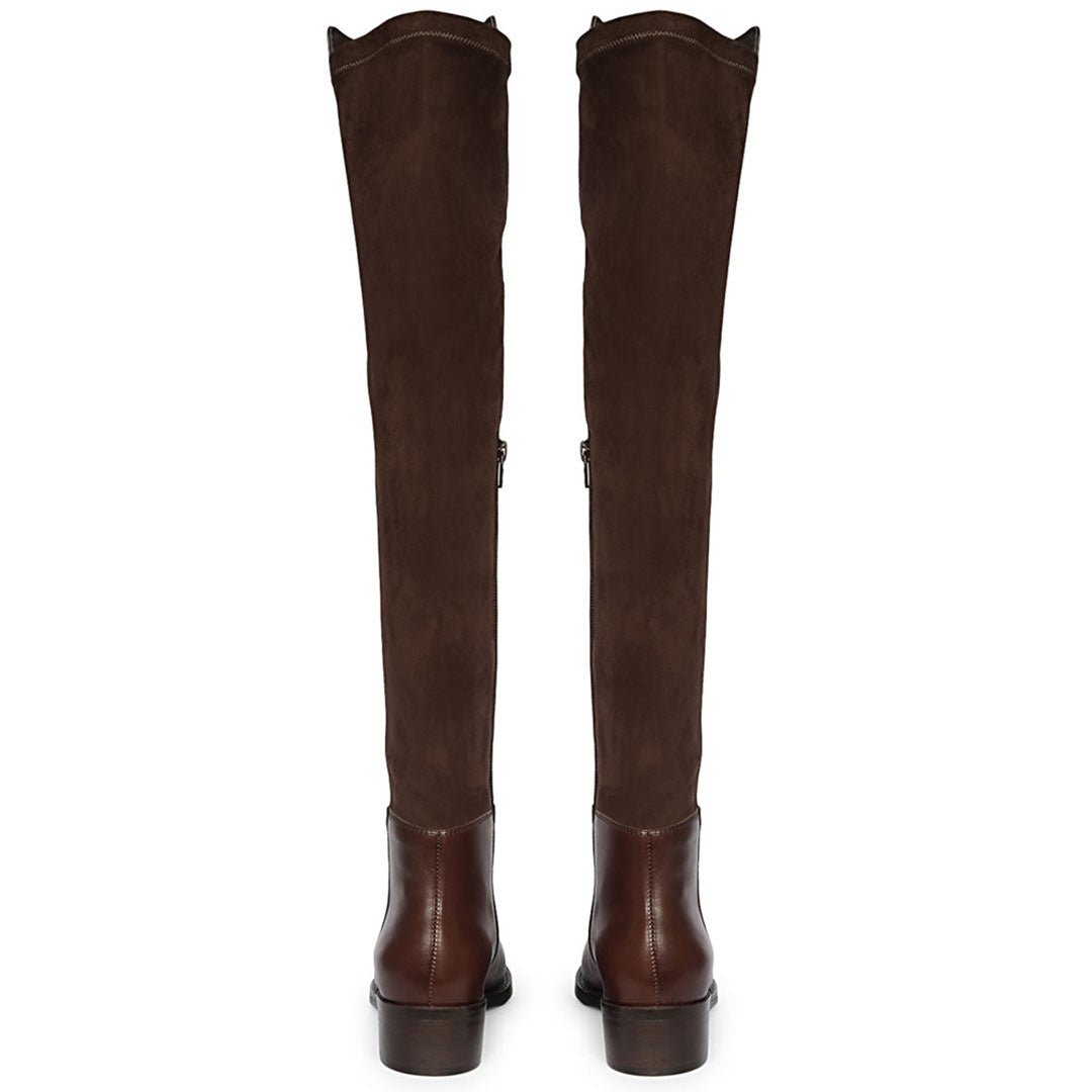 Saint Kayleigh Brown Leather Above The Knee Boots