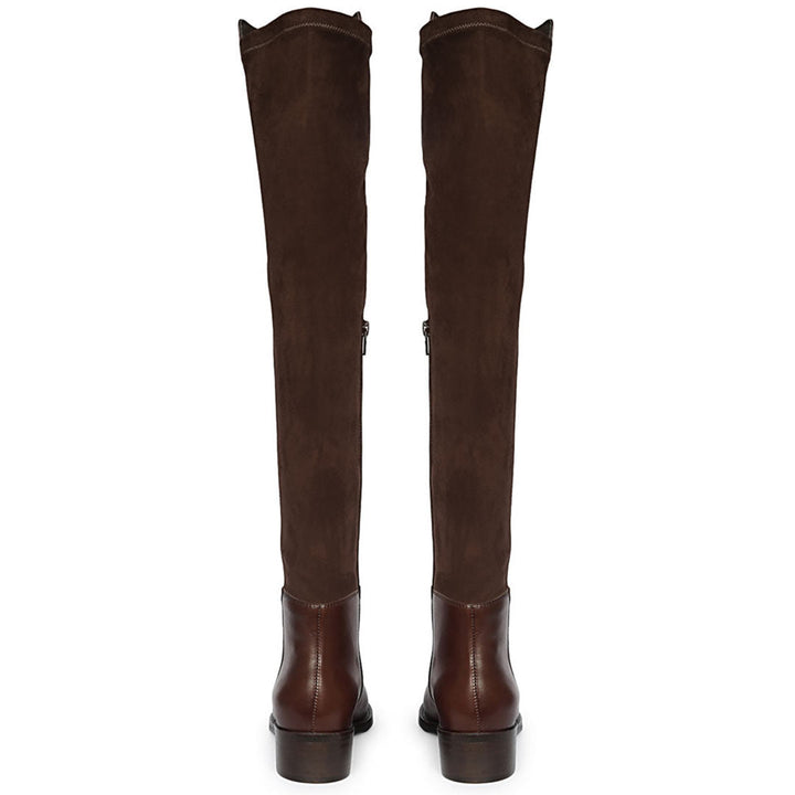 Saint Kayleigh Brown Leather Above The Knee Boots