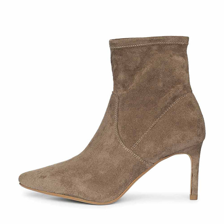 Saint Jemima Taupe Stretch Suede Stilettos Ankle Boots