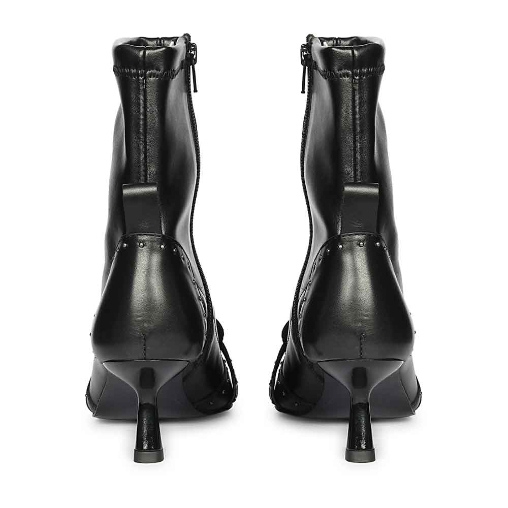 Saint Alondra Studded Black Leather Kitten Heel Boots