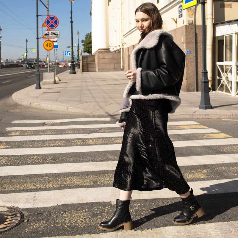 Saint Carmen Buckle Black Suede Leather Ankle Boots