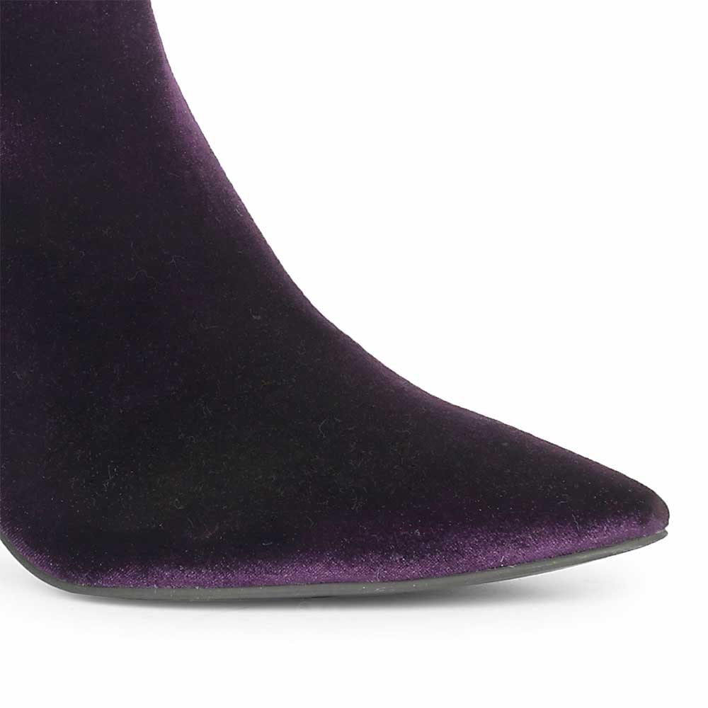 Saint Amoura Triangular Crystal Purple Velvet Ankle Boots