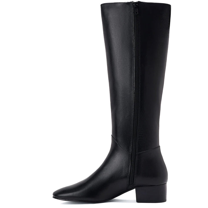 Saint Ivanna Black Leather Knee High Boots - SaintG India