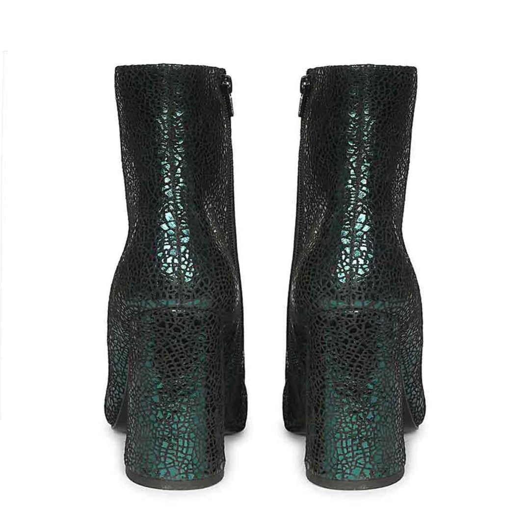 Saint Lorena Green Metallic Leather High Ankle Boots