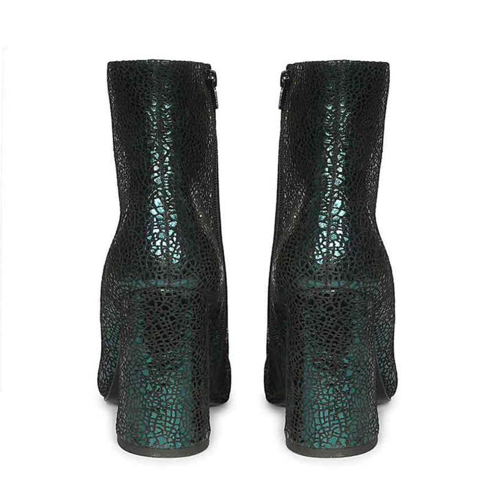 Saint Lorena Green Metallic Leather High Ankle Boots