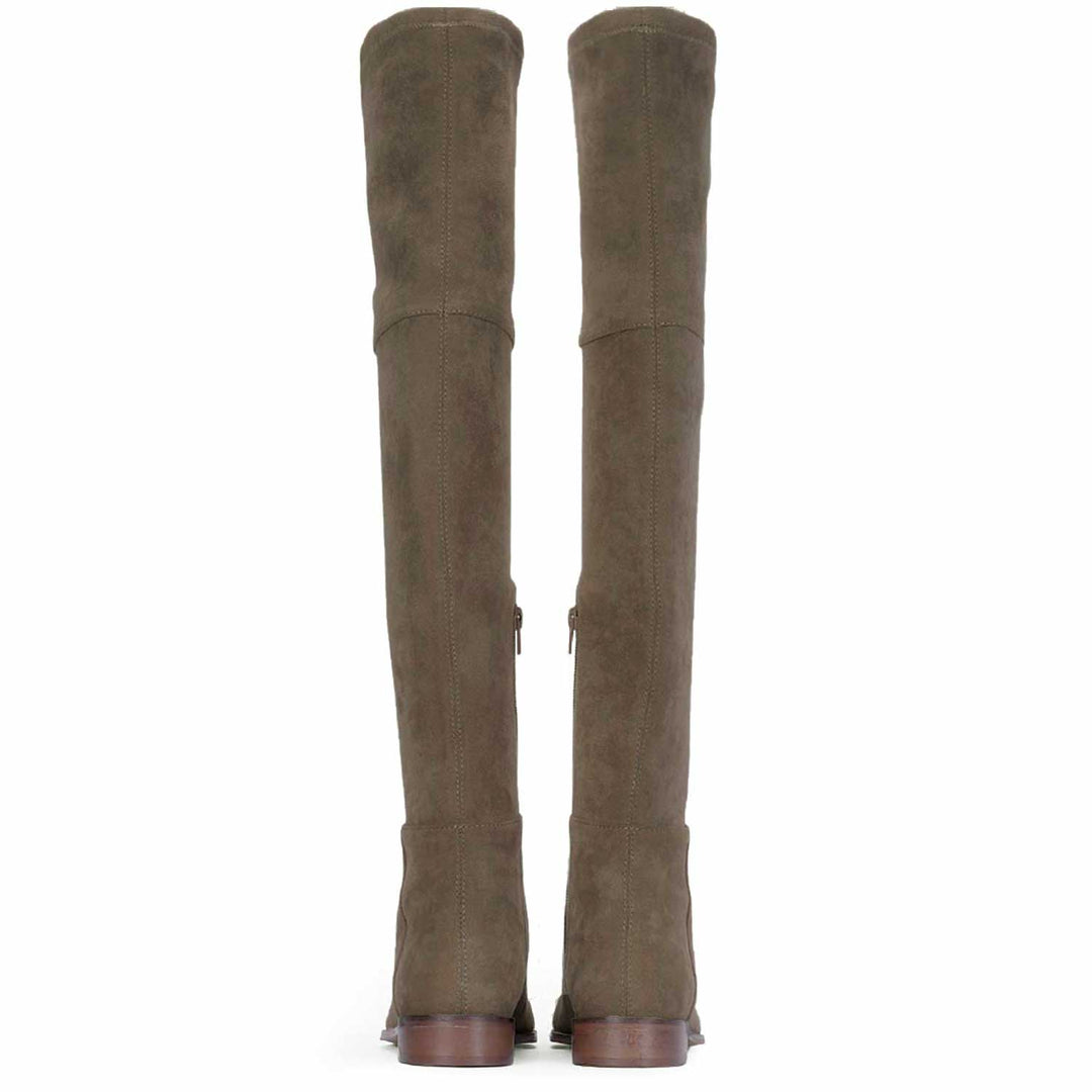 Saint Ophelia Taupe Stretch Suede Above The Knee Boots