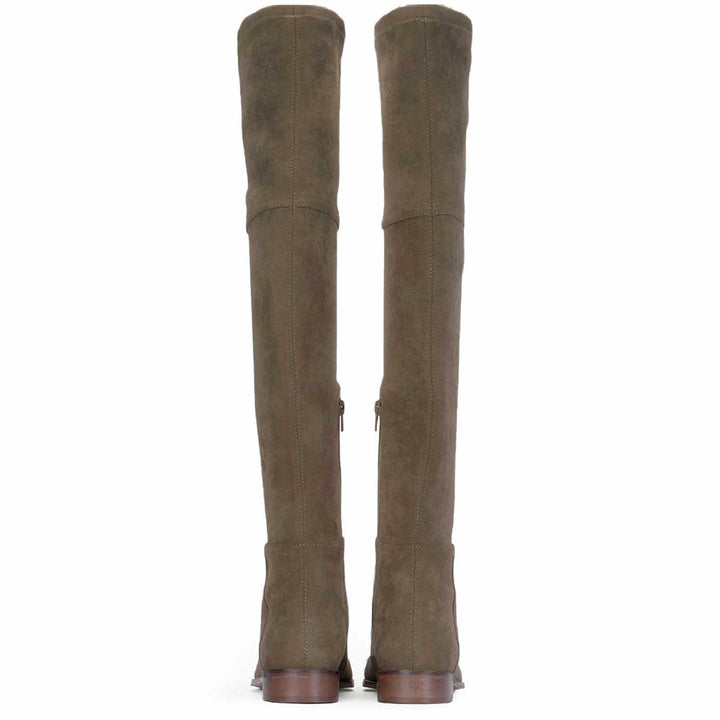 Saint Ophelia Taupe Stretch Suede Above The Knee Boots