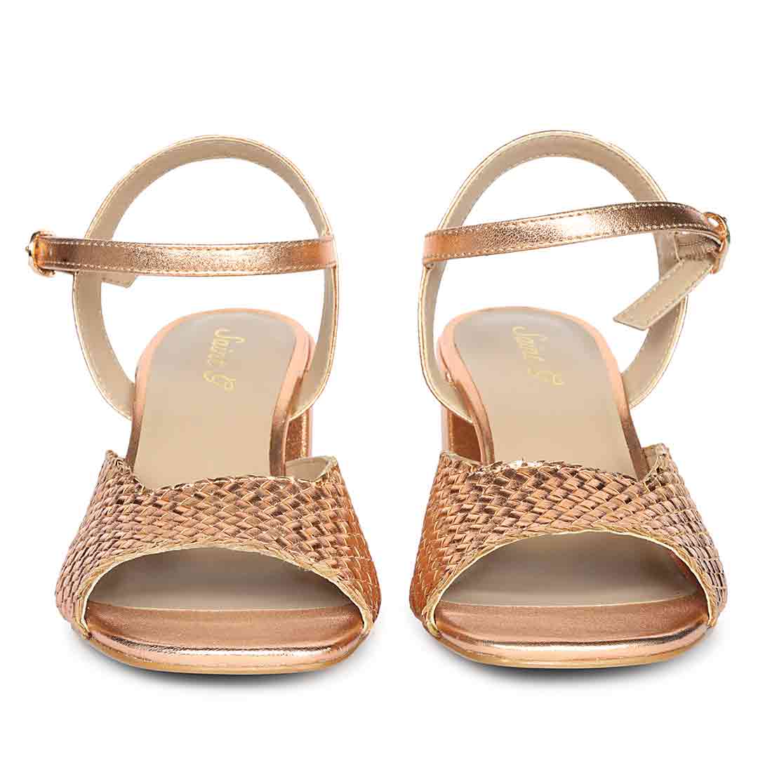 Designer metallic leather heels for women