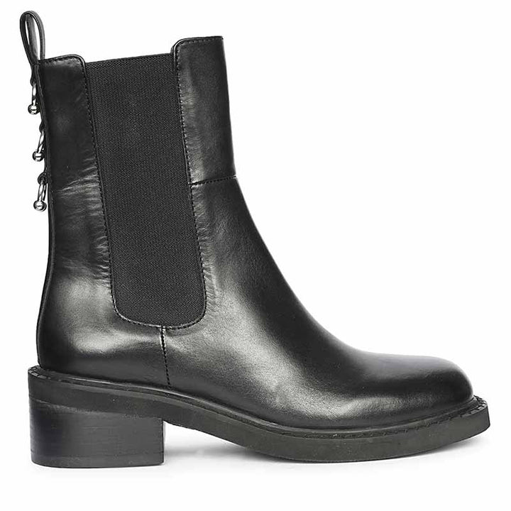 Saint Aitana Trio Ring Black Leather High Ankle Boots