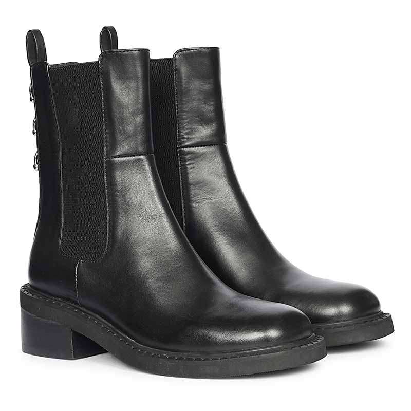 Saint Aitana Trio Ring Black Leather High Ankle Boots