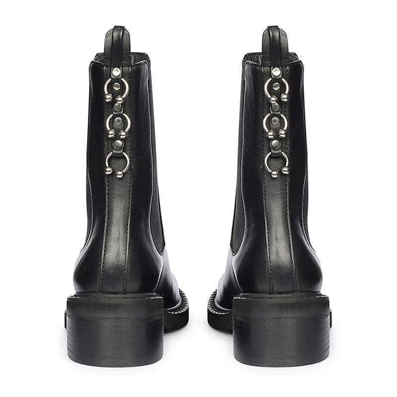 Saint Aitana Trio Ring Black Leather High Ankle Boots