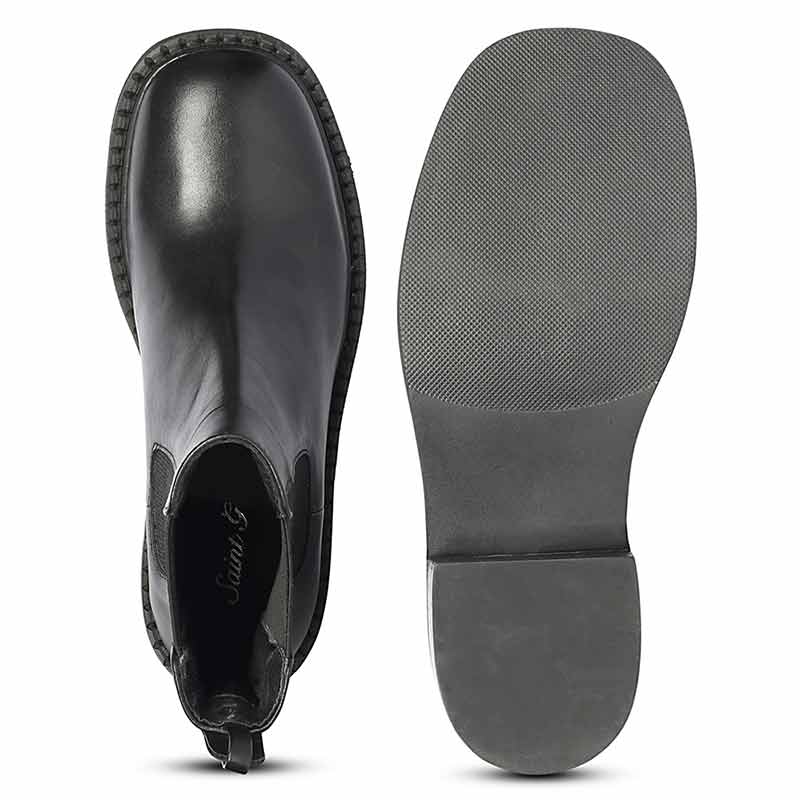 Saint Aitana Trio Ring Black Leather High Ankle Boots