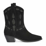Saint Ryleigh Silver Studded Black Suede Leather Boots