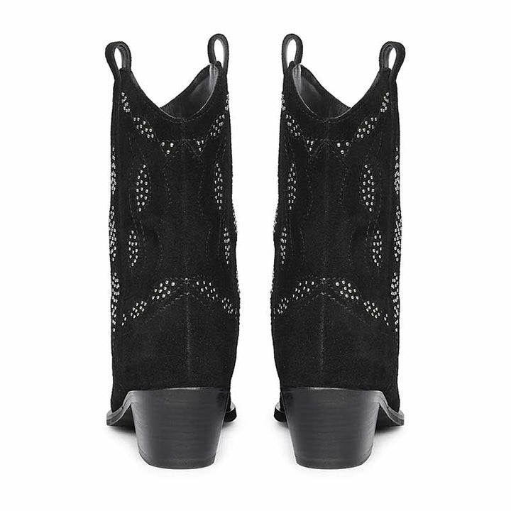 Saint Ryleigh Silver Studded Black Suede Leather Boots