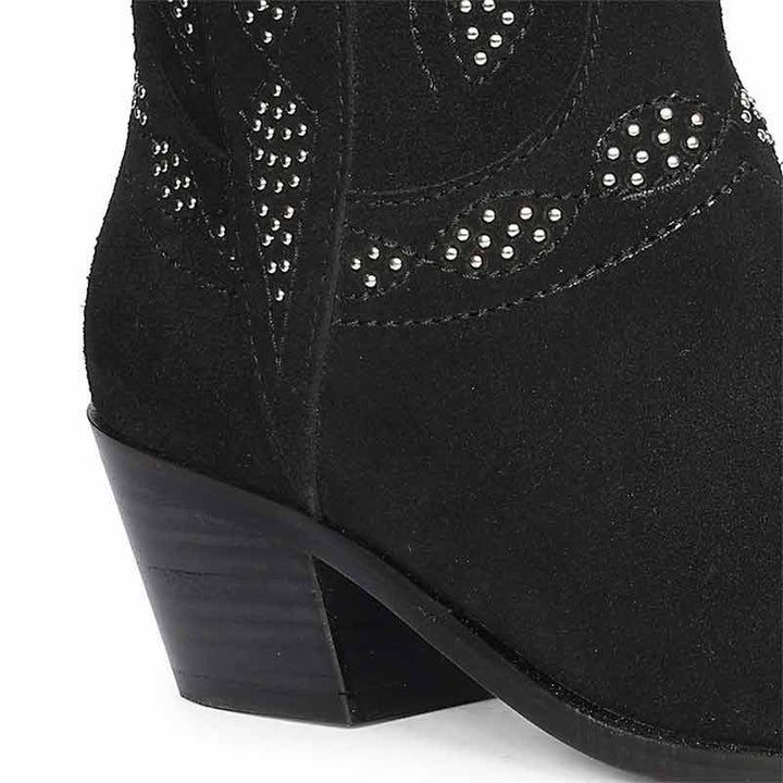 Saint Ryleigh Silver Studded Black Suede Leather Boots