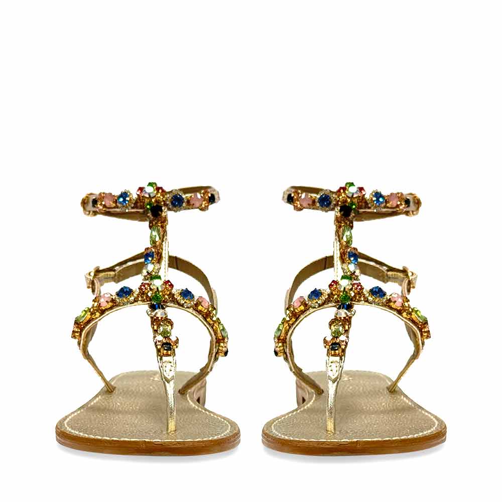 Luxury gold leather sandals women