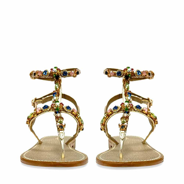 Luxury gold leather sandals women
