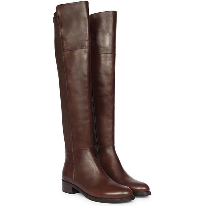 Saint Kayleigh Brown Leather Above The Knee Boots