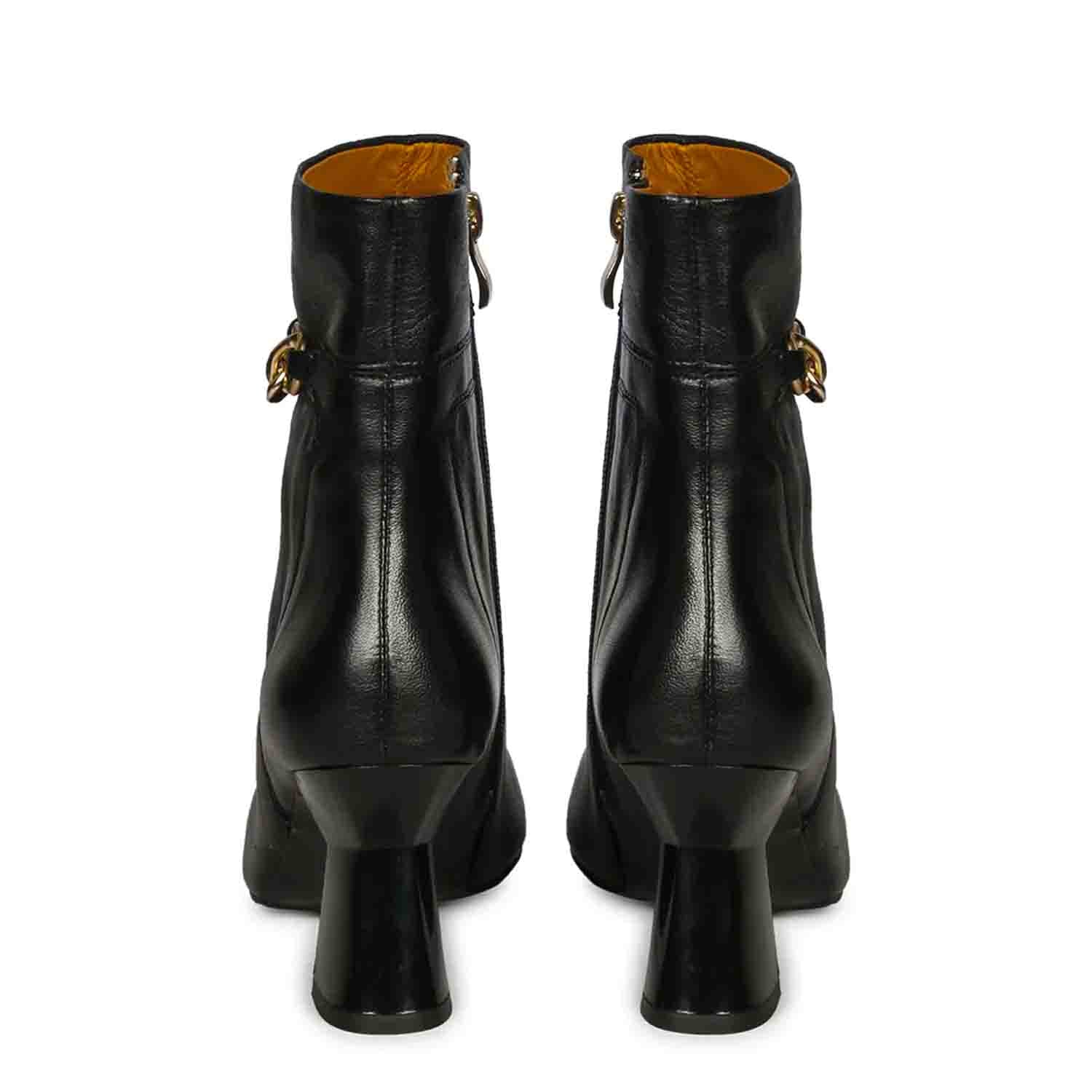 Shop Women's Madelyn Black Leather Front Zipper Pointed Toe Heel
