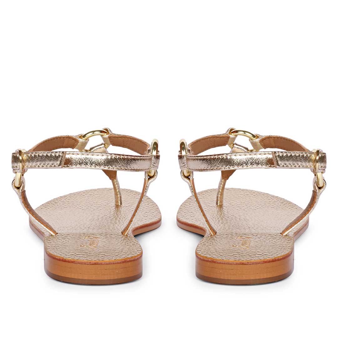 Saint Coretta Golden O-Ring Platin Leather Sandals