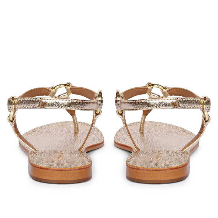 Saint Coretta Golden O-Ring Platin Leather Sandals