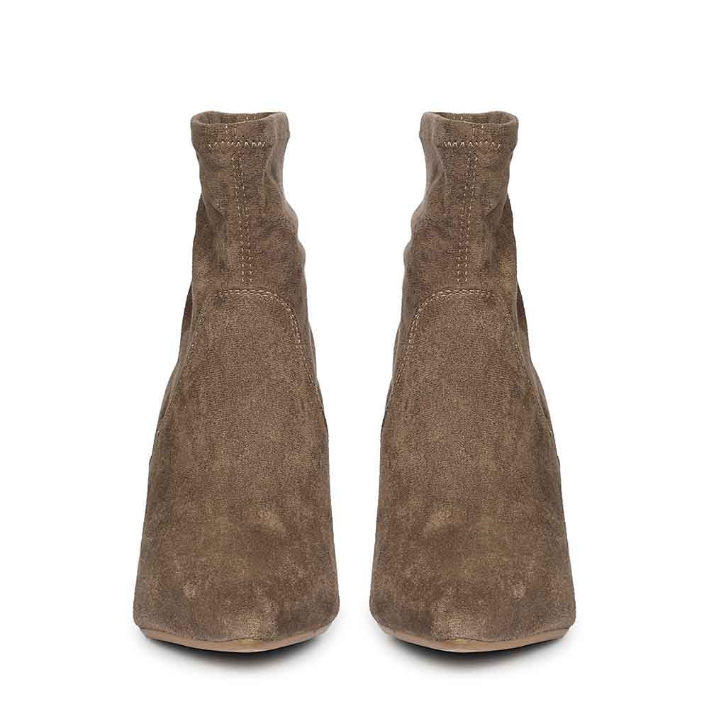 Saint Jemima Taupe Stretch Suede Stilettos Ankle Boots