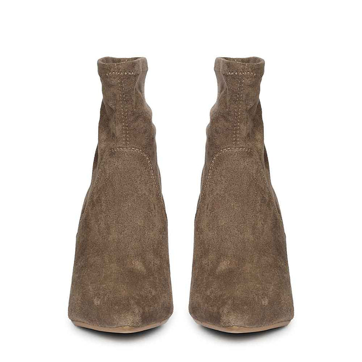Saint Jemima Taupe Stretch Suede Stilettos Ankle Boots